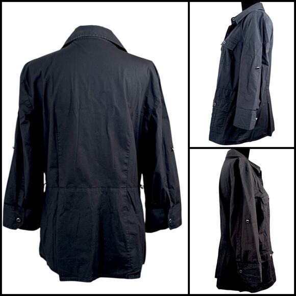 Michael by Michael Kors Long Sleeve Belted Utility Button Down Shirt Large Black - Picture 3 of 14